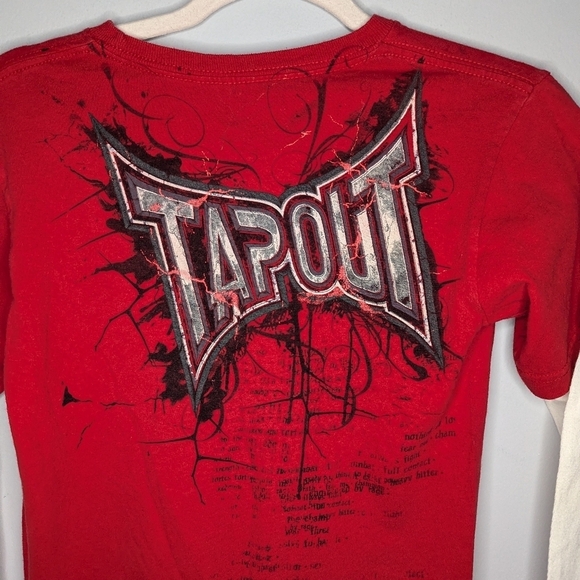 Y2K Tapout layered AOP lightning broken glass grunge MMA UFC long sleeve Tshirt - Picture 2 of 7